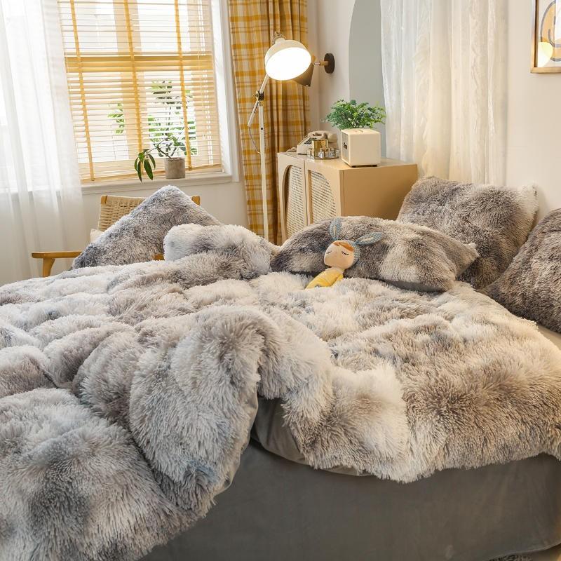 Gradient Grey/White Luxury Plush Duvet Cover Set - Duvet Covers