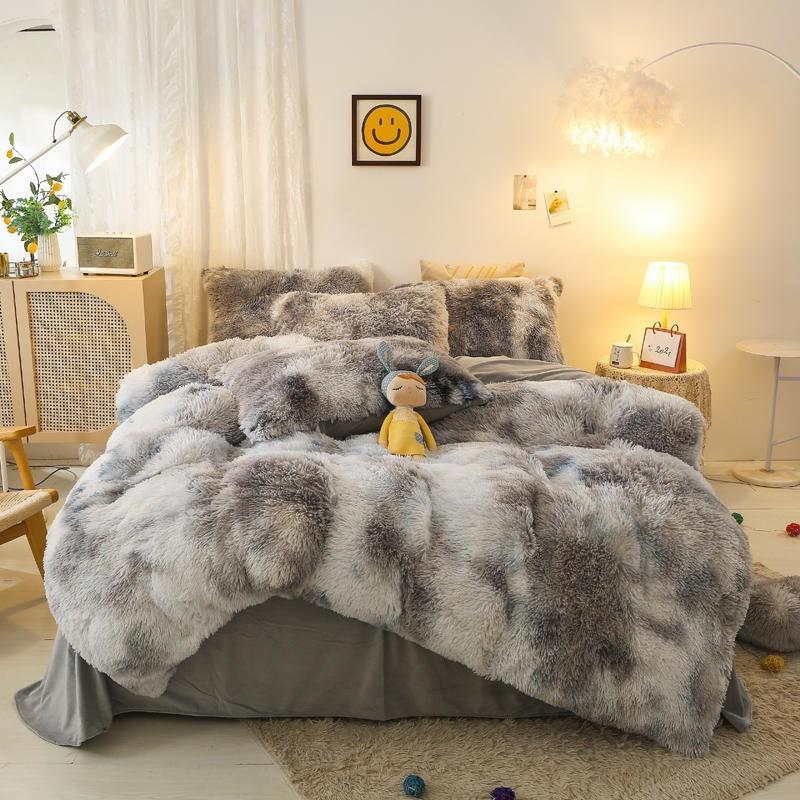 Gradient Grey/White Luxury Plush Duvet Cover Set - Duvet Covers
