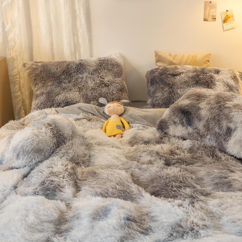 Gradient Grey/White Luxury Plush Duvet Cover Set - Duvet Covers