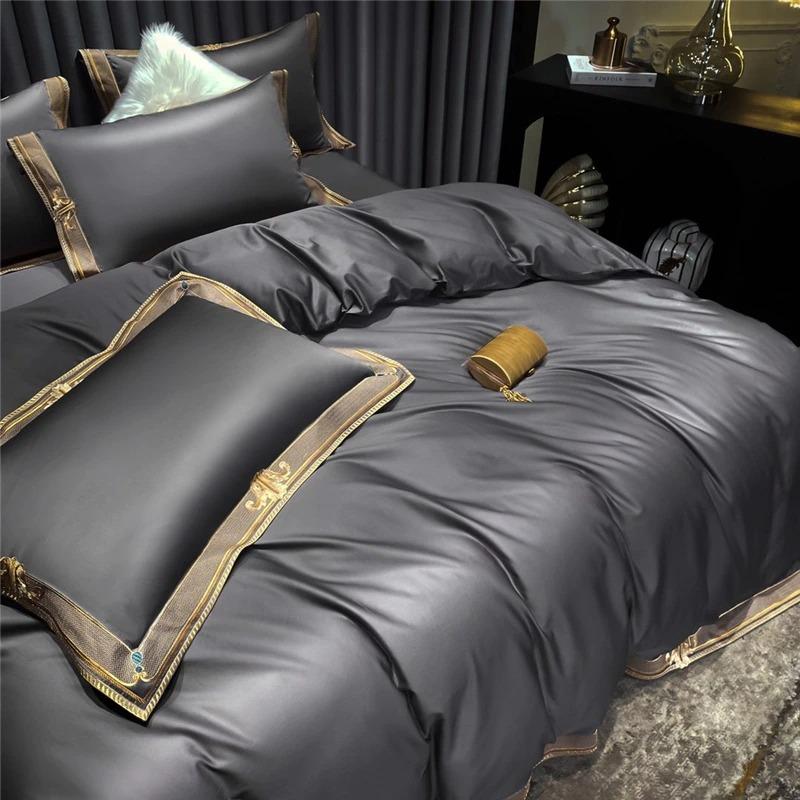 Grigio Premium Embroidered Duvet Cover Set (Egyptian Cotton, 1000 TC) - Duvet Covers