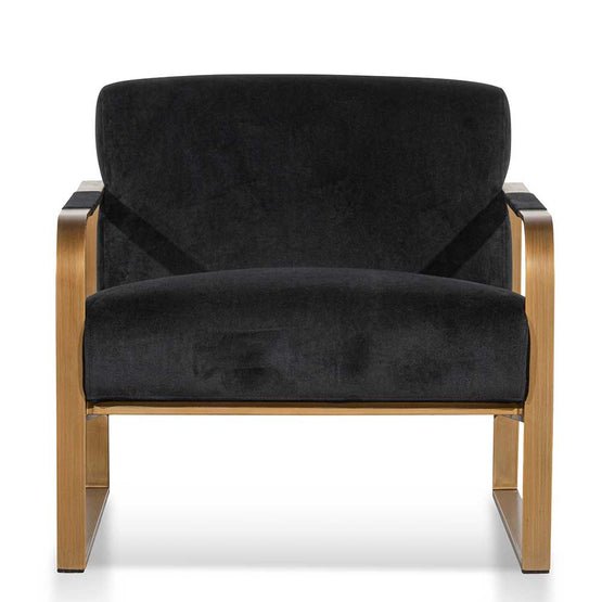 Hazel Black Velvet Armchair - Antique Golden Frame - Armchairs