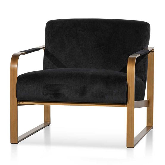 Hazel Black Velvet Armchair - Antique Golden Frame - Armchairs