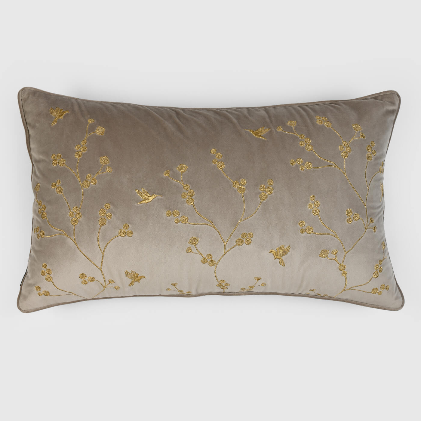 Healing Garden Velvet Lumbar Pillow Cover , Beige - Pillow Covers