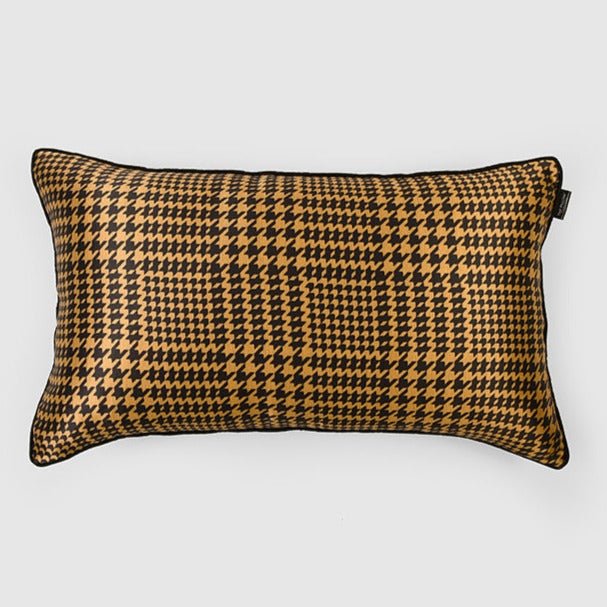 Houndstooth Lumbar Pillow Cover , Caramel - Pillow Covers