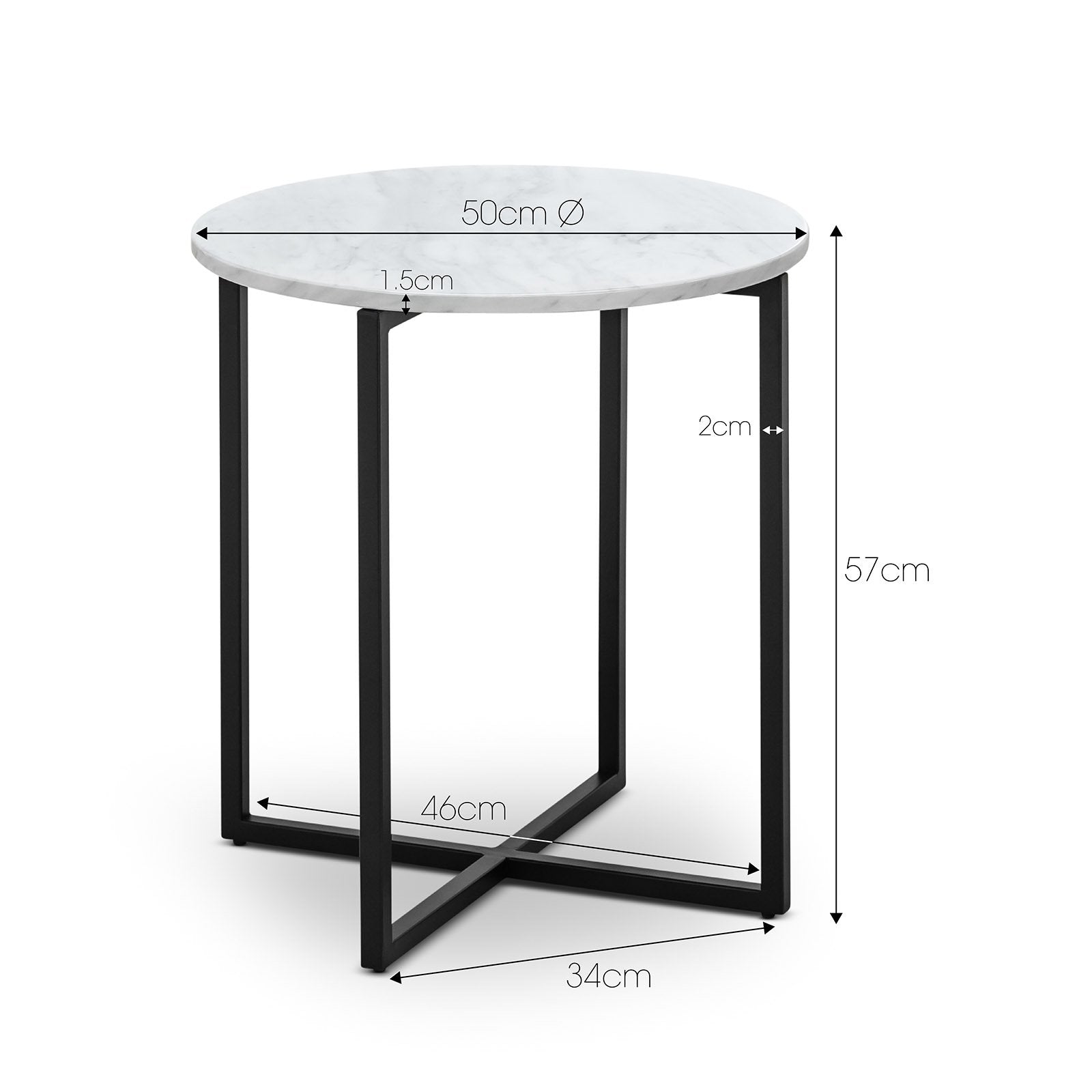 Hudson Round White Marble Side Table - Bedside Tables