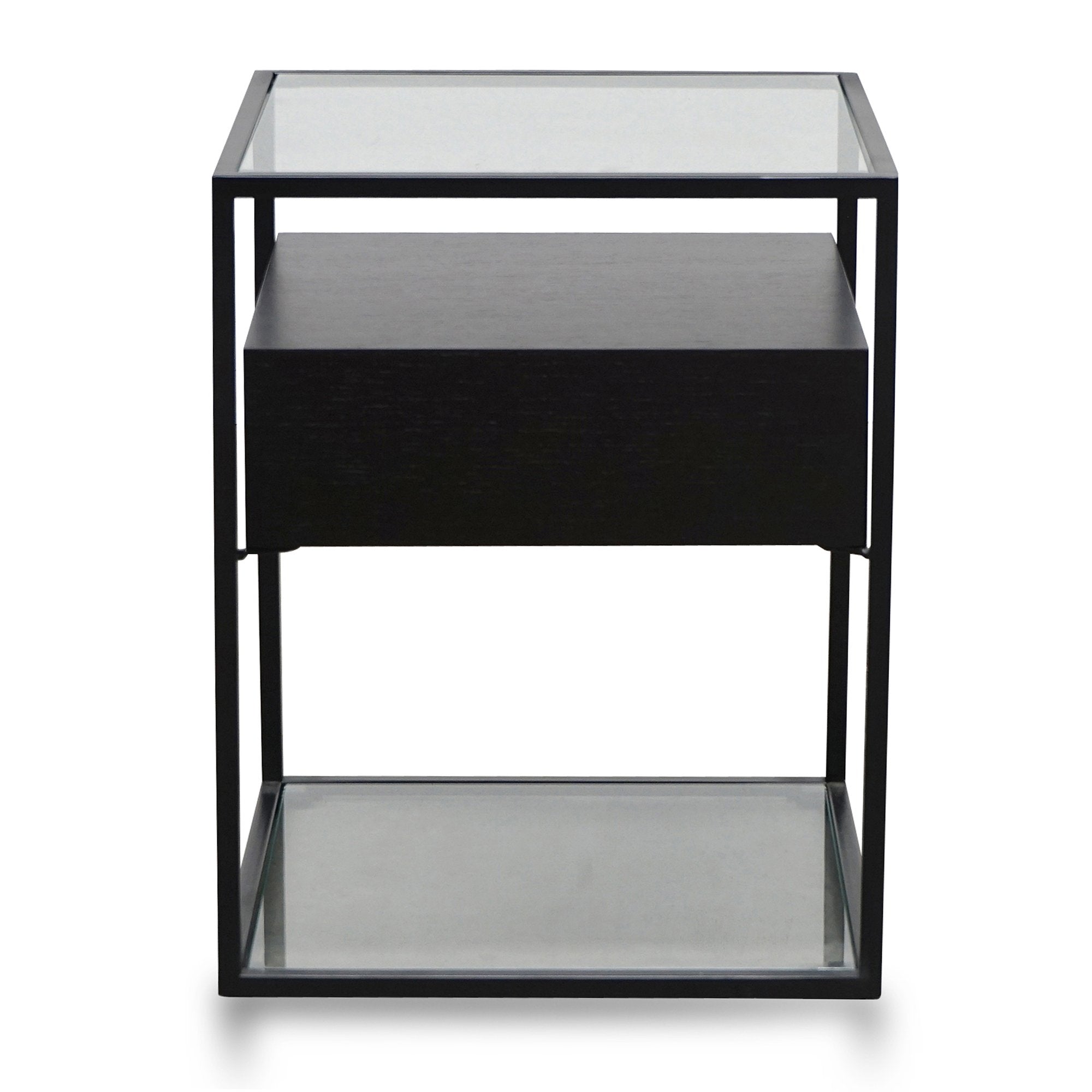 Iris Scandinavian Metal Frame Side Table - Full Black - Bedside Tables