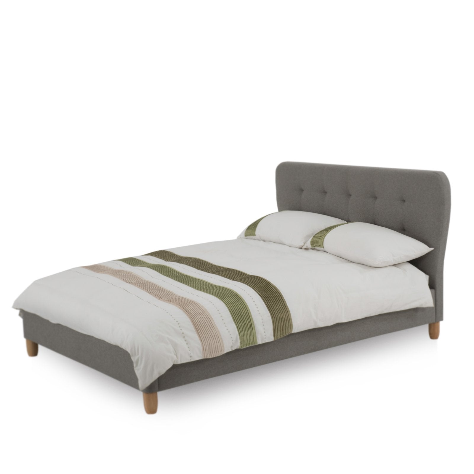 Isla Fabric Wing Queen Bed Frame - Fossil Grey - Beds