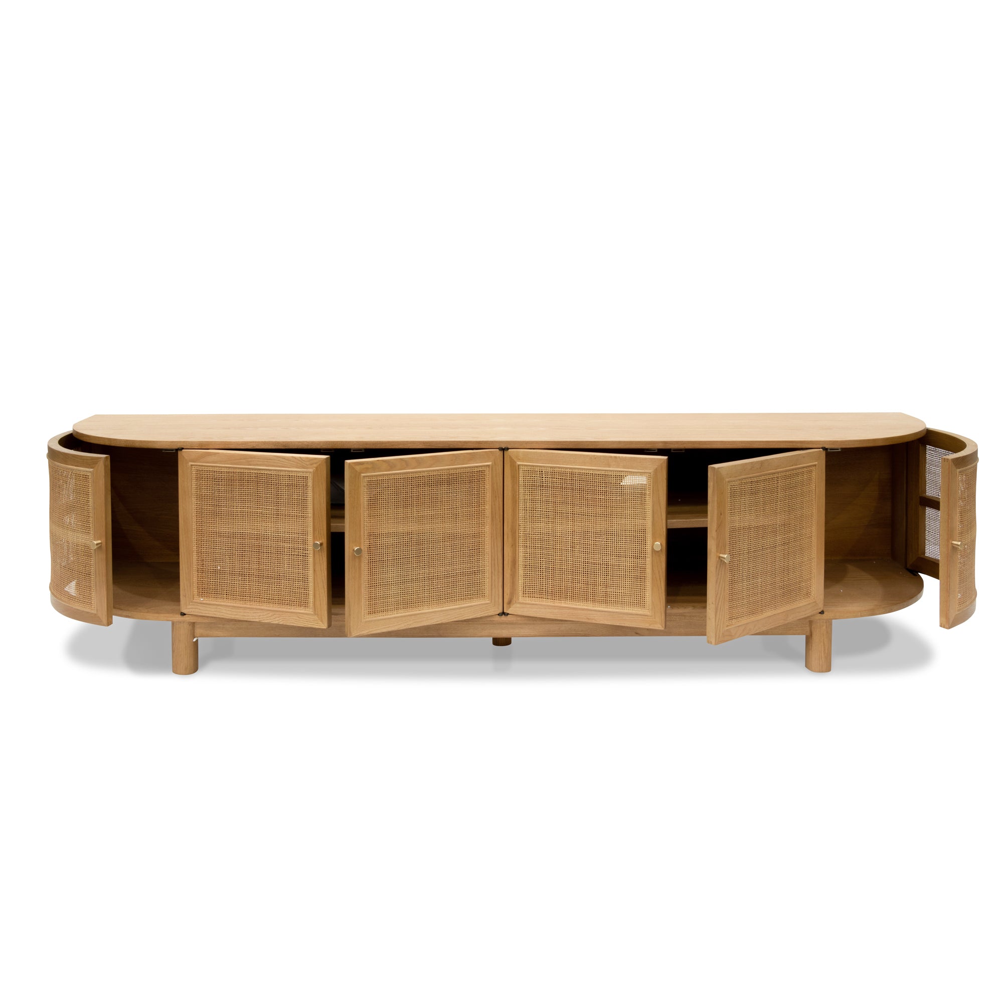 Isla Rattan Doors TV Stand - Natural Oak - TV Units