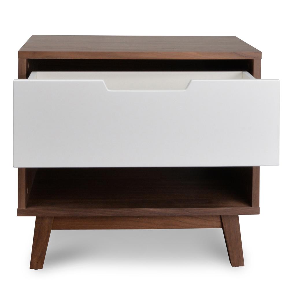 Ivy Wooden Bedside Table - Walnut - Bedside Tables