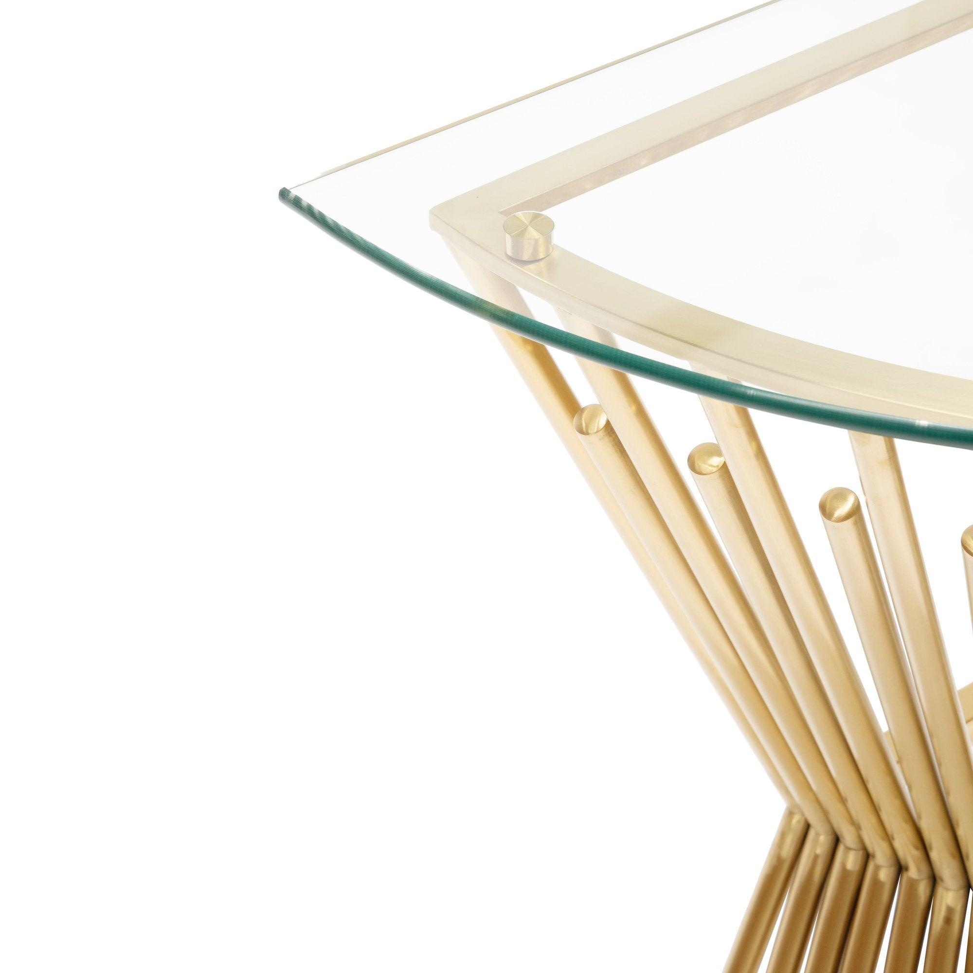 Janna Round Glass Console Table - Brushed Gold Base - Console