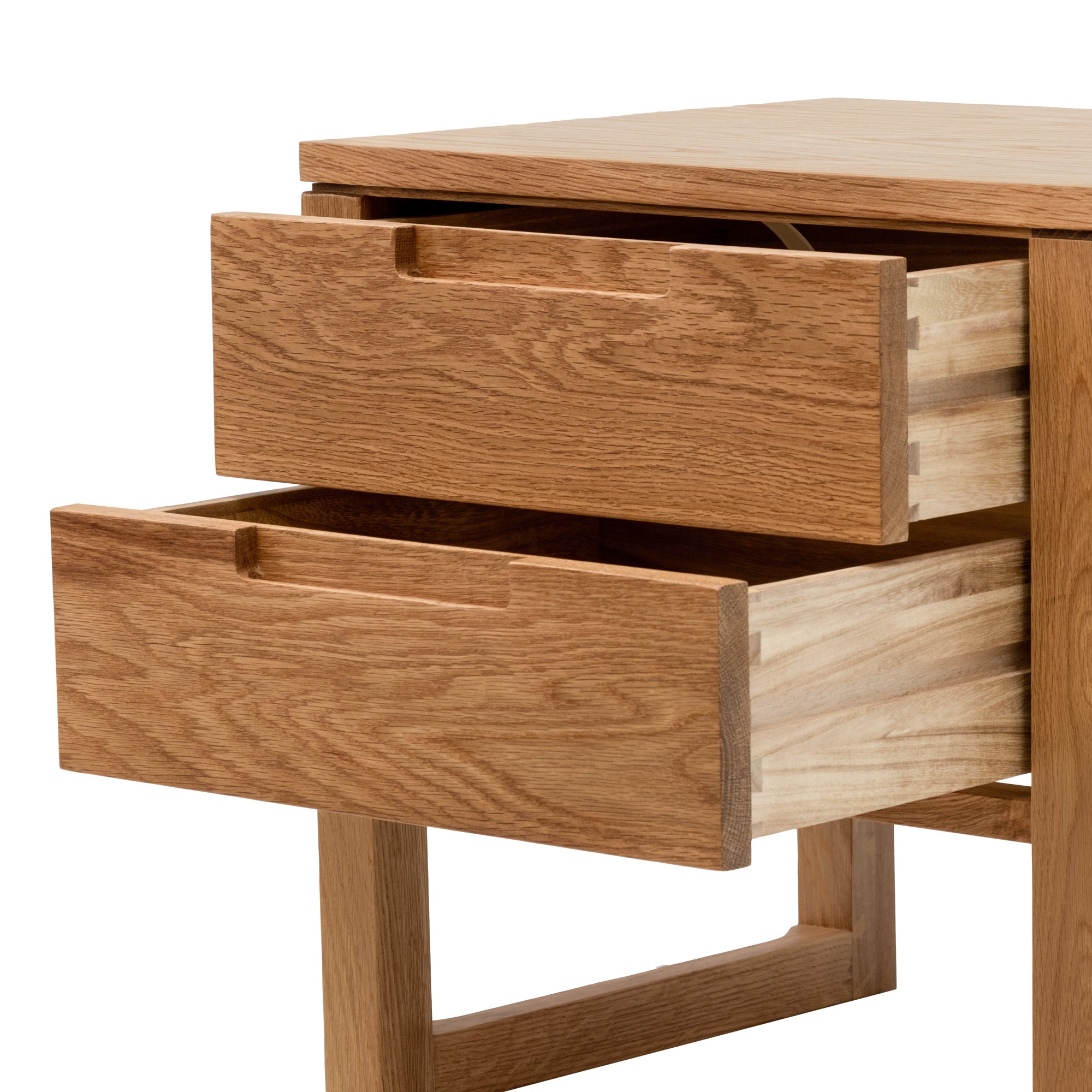 Jeffs 2 Drawer Wooden Bedside Table - Natural Oak - Bedside Tables