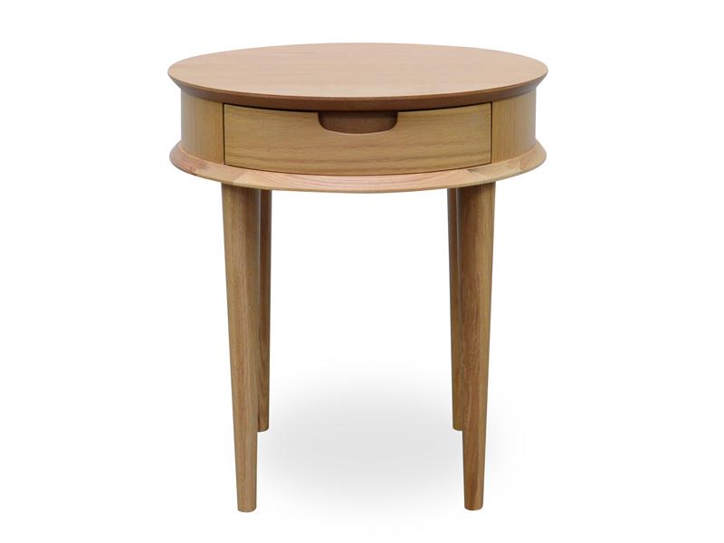 Jensen Scandinavian Oak Lamp Side Table with Drawers - Natural - Bedside Tables