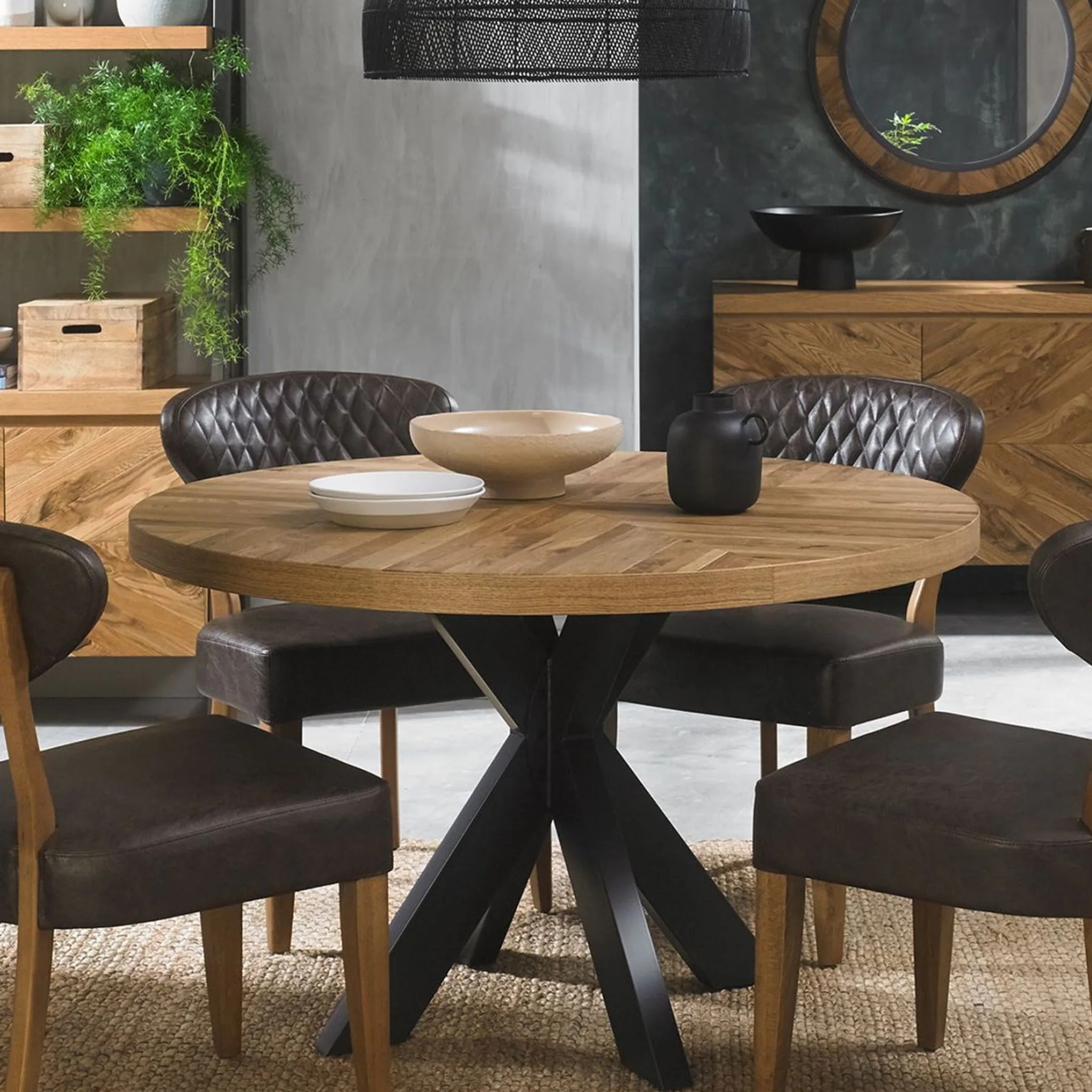 Jerry 4 Seater Round Dining Table - European Knotty Oak - Dining Tables