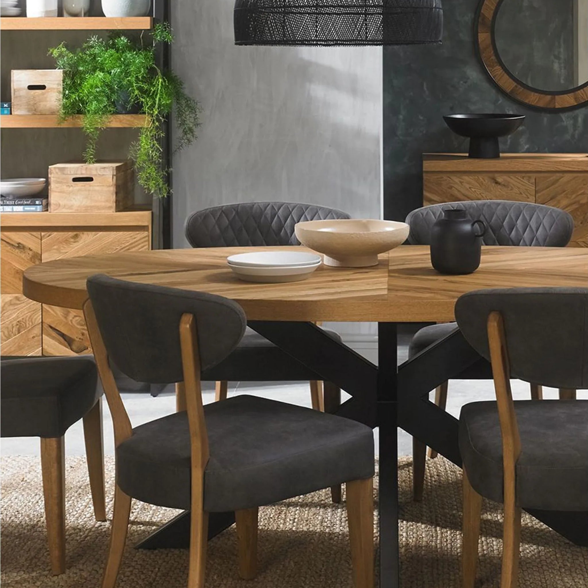 Jerryi 6 Seater Dining Table - European Knotty Oak - Dining Tables