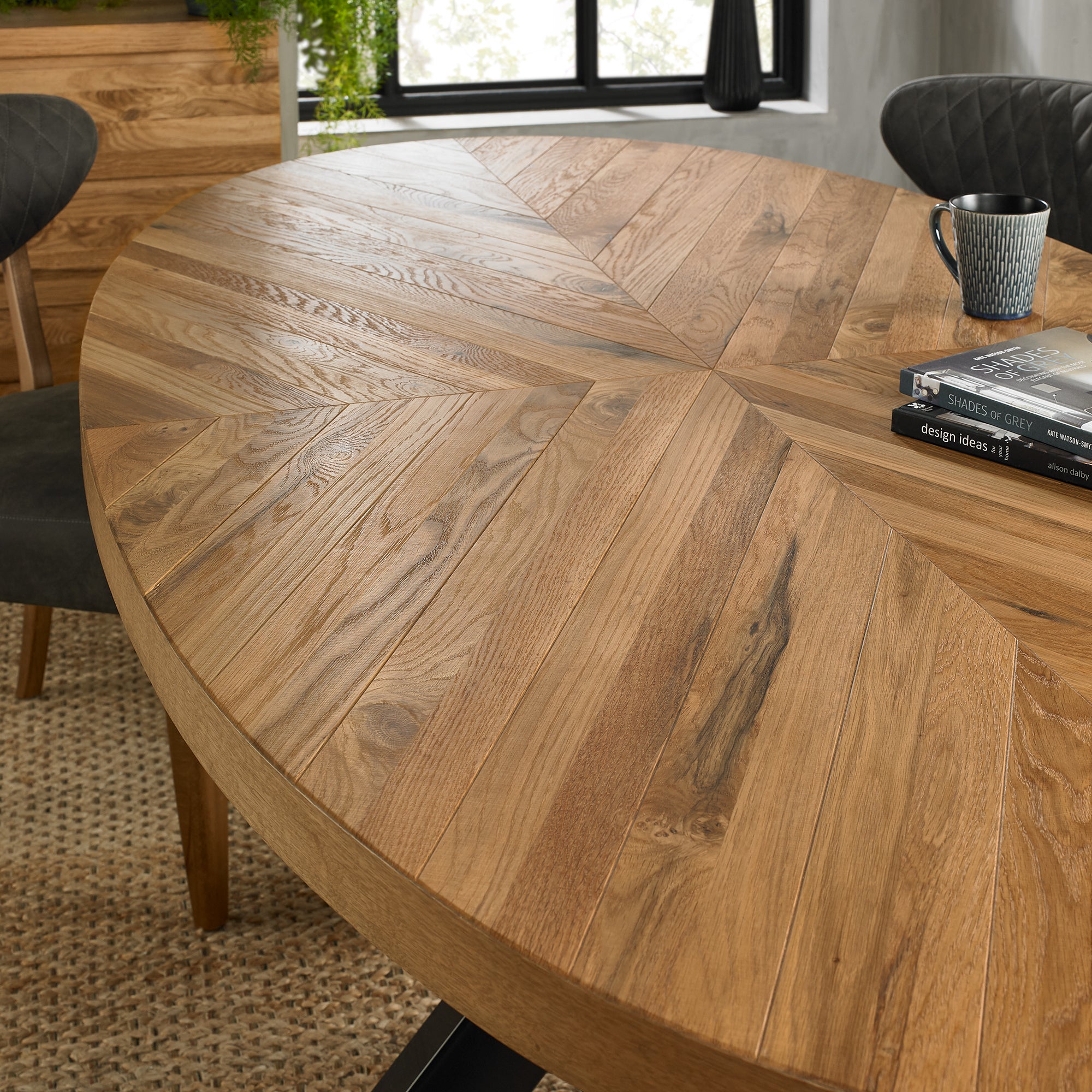 Jerryi 6 Seater Dining Table - European Knotty Oak - Dining Tables