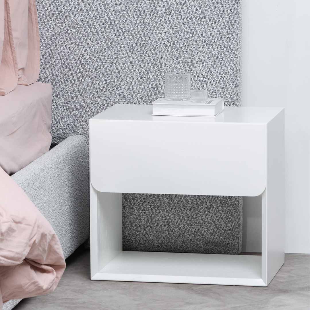 Kali Oak Bedside Table - White - Bedside Tables