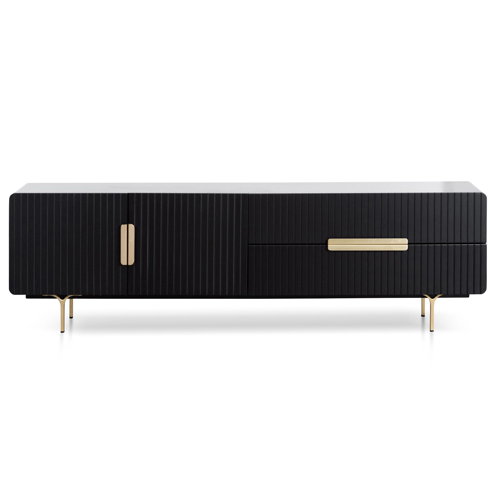 Kendrick Matte Black TV Stand - Brass Legs and Handle - TV Units