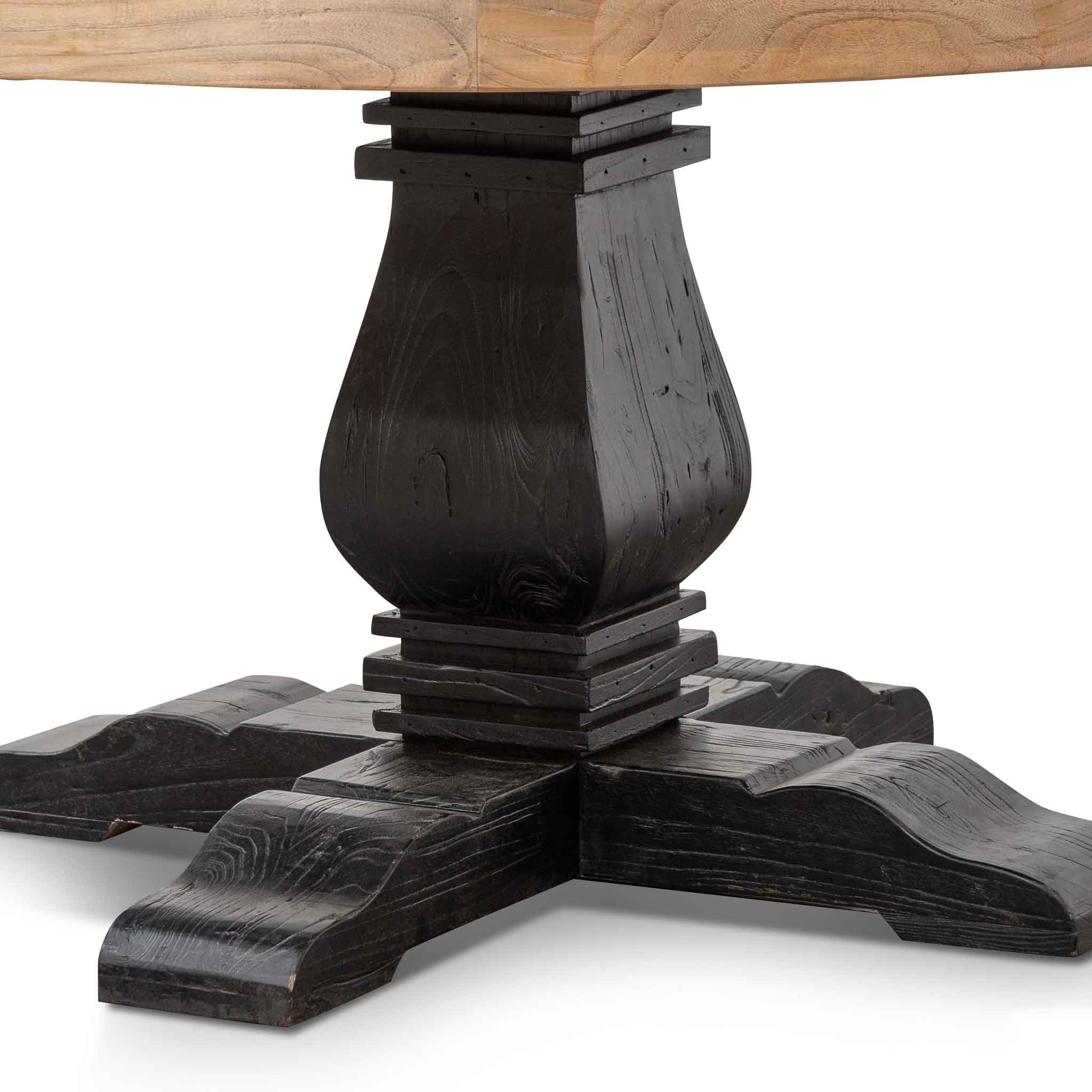 Lara Reclaimed 1.6m Round Dining Table - Natural Top and Black Base - Dining Tables