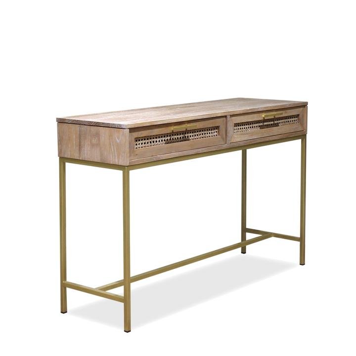 Leila Timber & Rattan Console - Natural - Console
