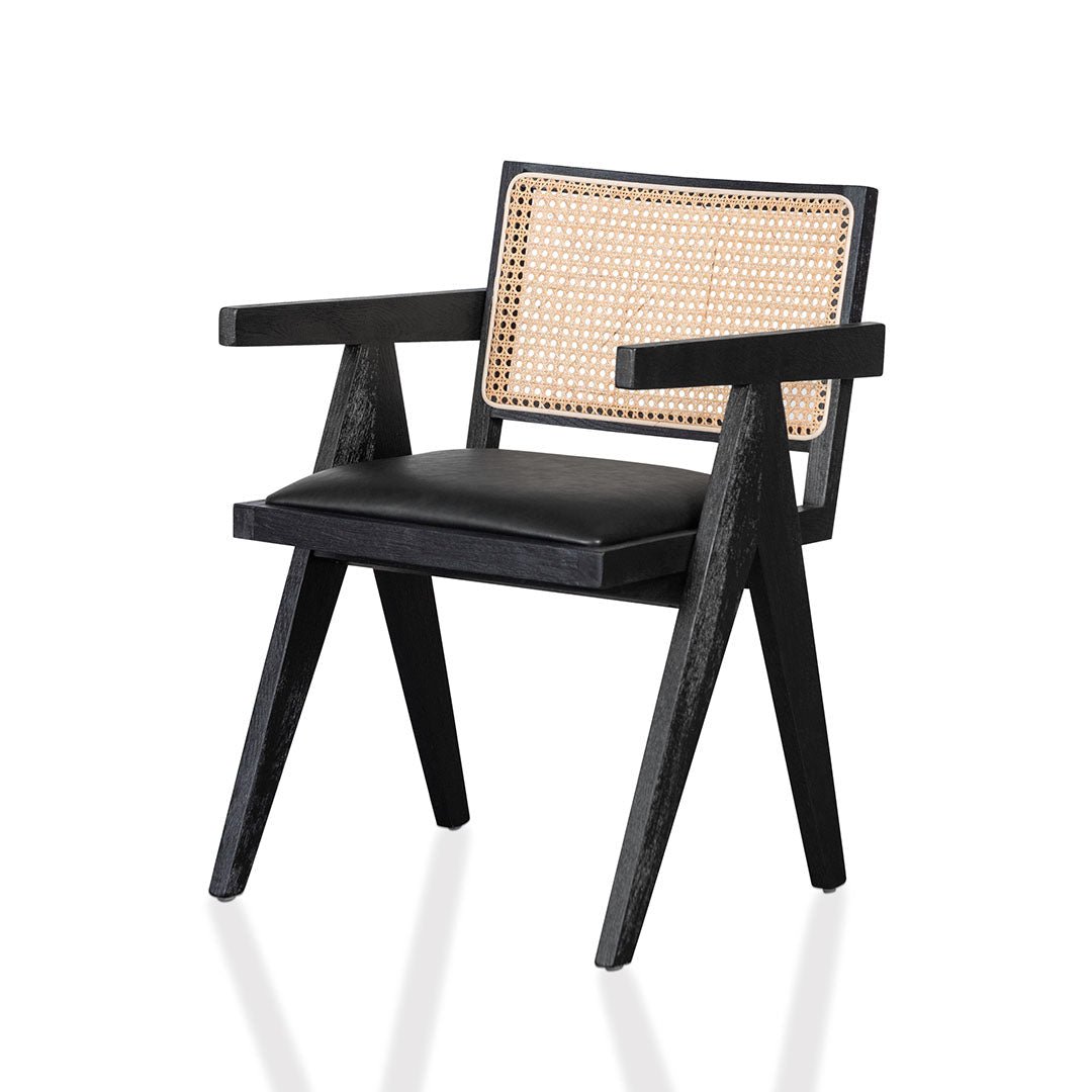 Leo Rattan Dining Chair - Black - Dining Chairs