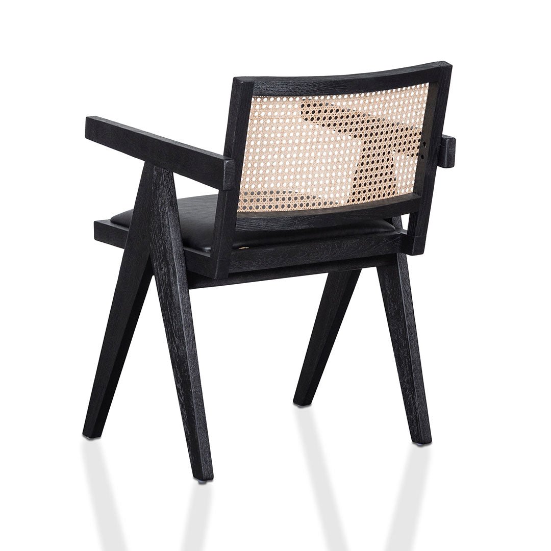 Leo Rattan Dining Chair - Black - Dining Chairs