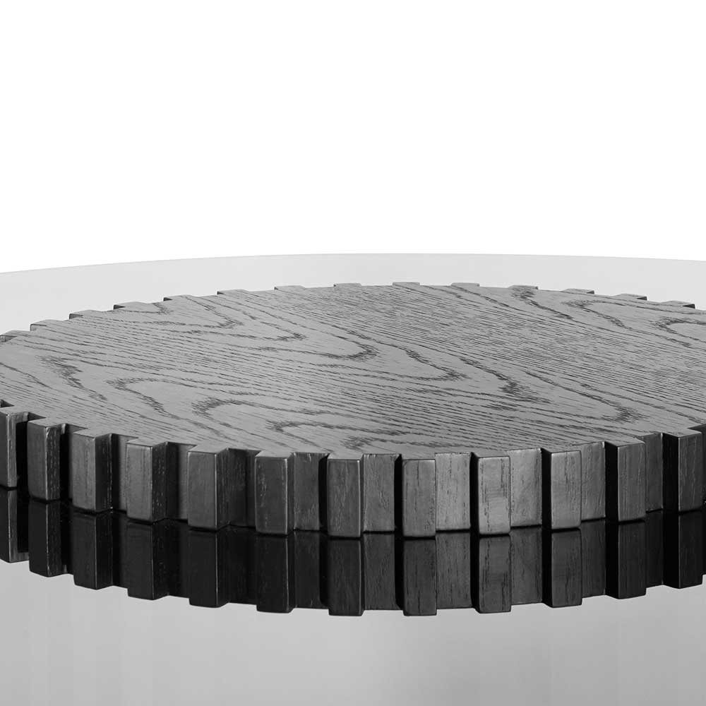 Leonardo 1.2m Grey Glass Round Dining Table - Black - Dining Tables