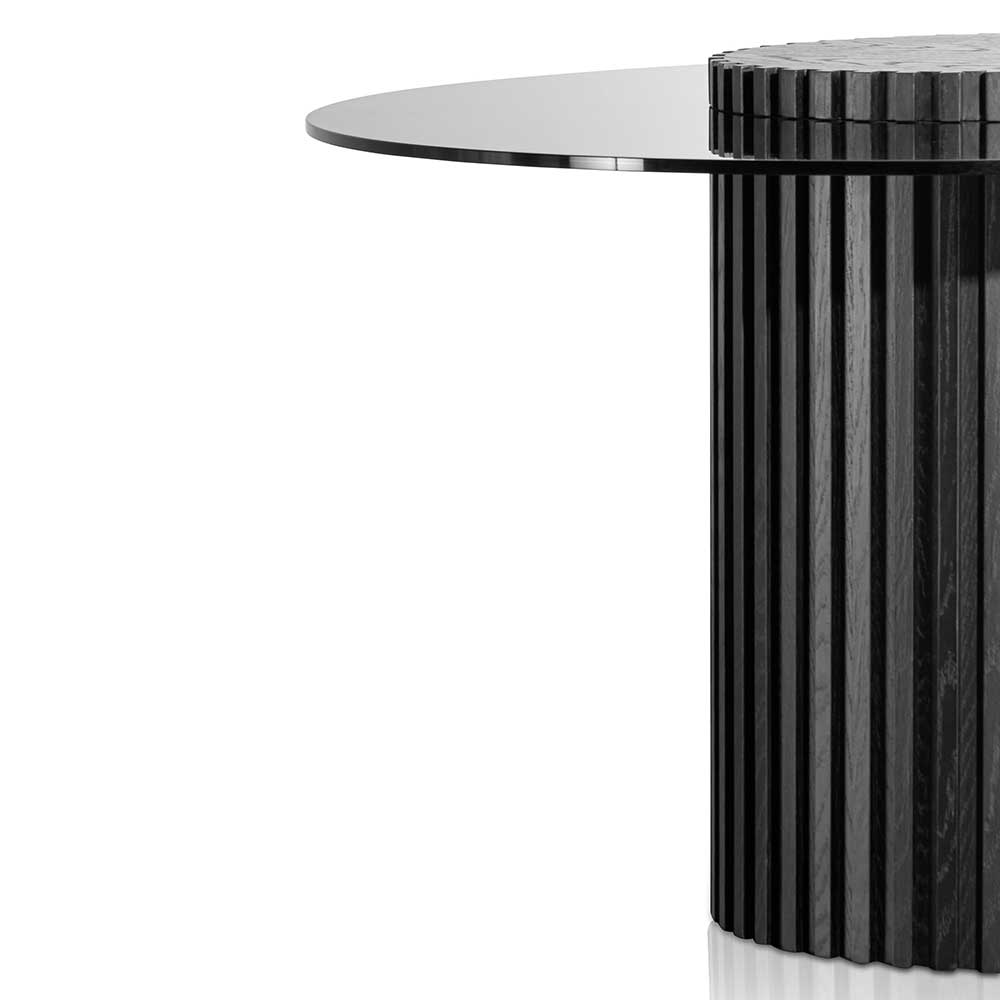Leonardo 1.2m Grey Glass Round Dining Table - Black - Dining Tables