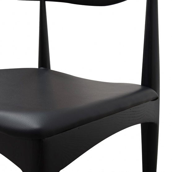 Liam Fabric Dining Chair - Full Black with Leather Seat - Dining Chairs