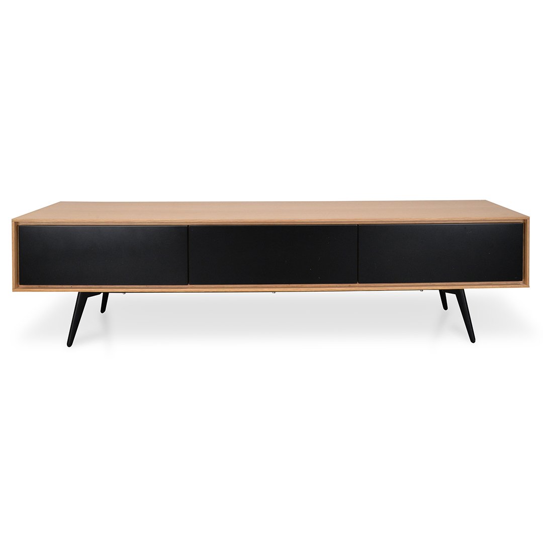 Liam Wooden TV Stand With Black Drawers - Natural - TV Units