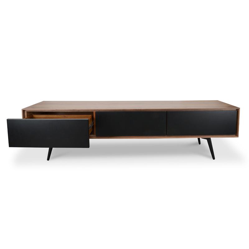 Liam Wooden TV Stand With Black Matte Drawers - Walnut - TV Units