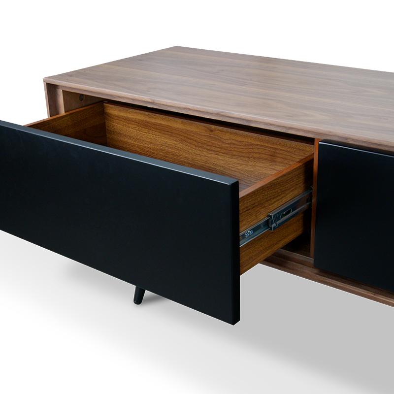 Liam Wooden TV Stand With Black Matte Drawers - Walnut - TV Units