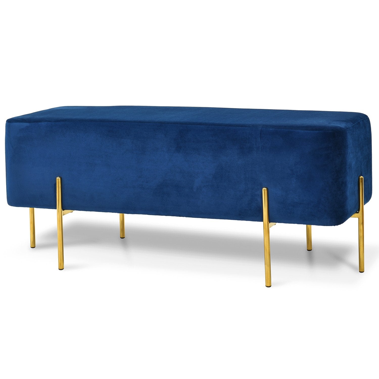 Lila Ottoman - Blue Velvet Seat - Ottomans
