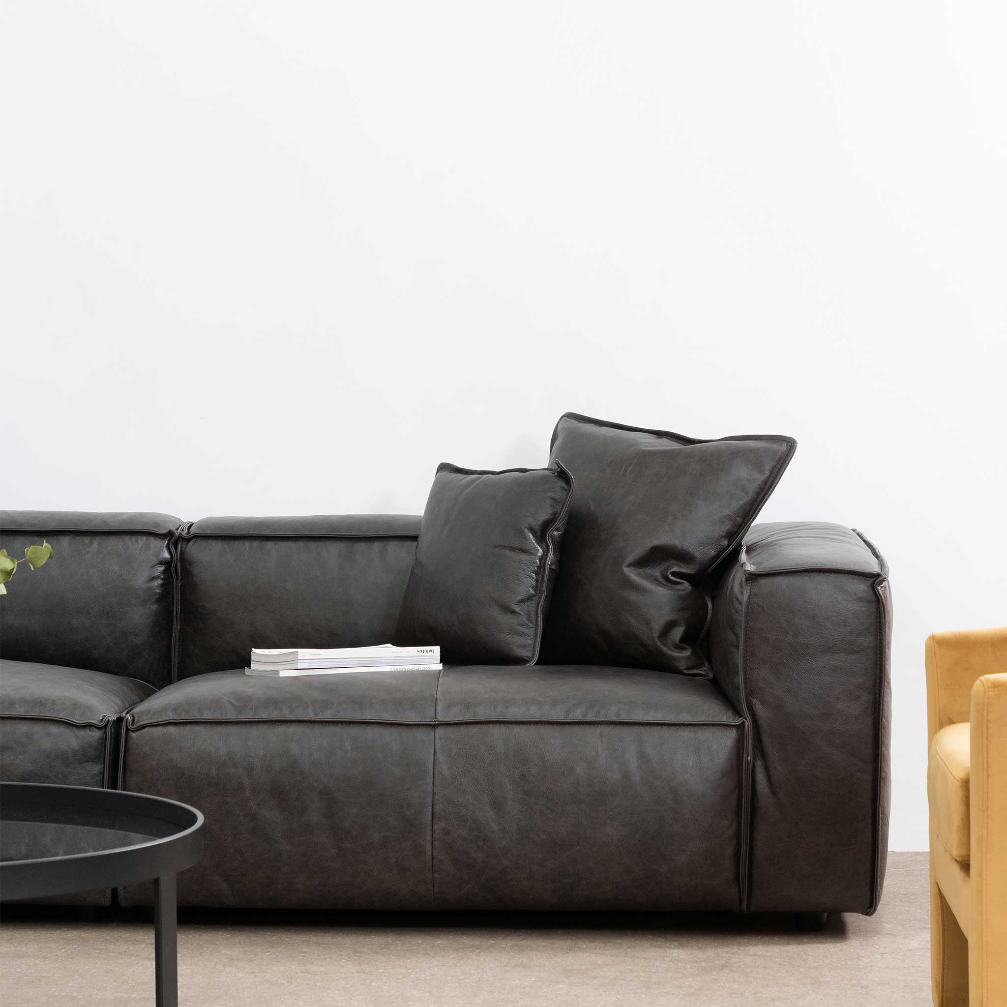 Loft 4S Sofa - Charcoal Leather - Sofas
