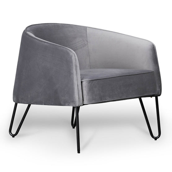 Logan Dark Grey Velvet Armchair - Armchairs