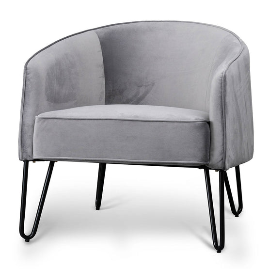 Logan Dark Grey Velvet Armchair - Armchairs