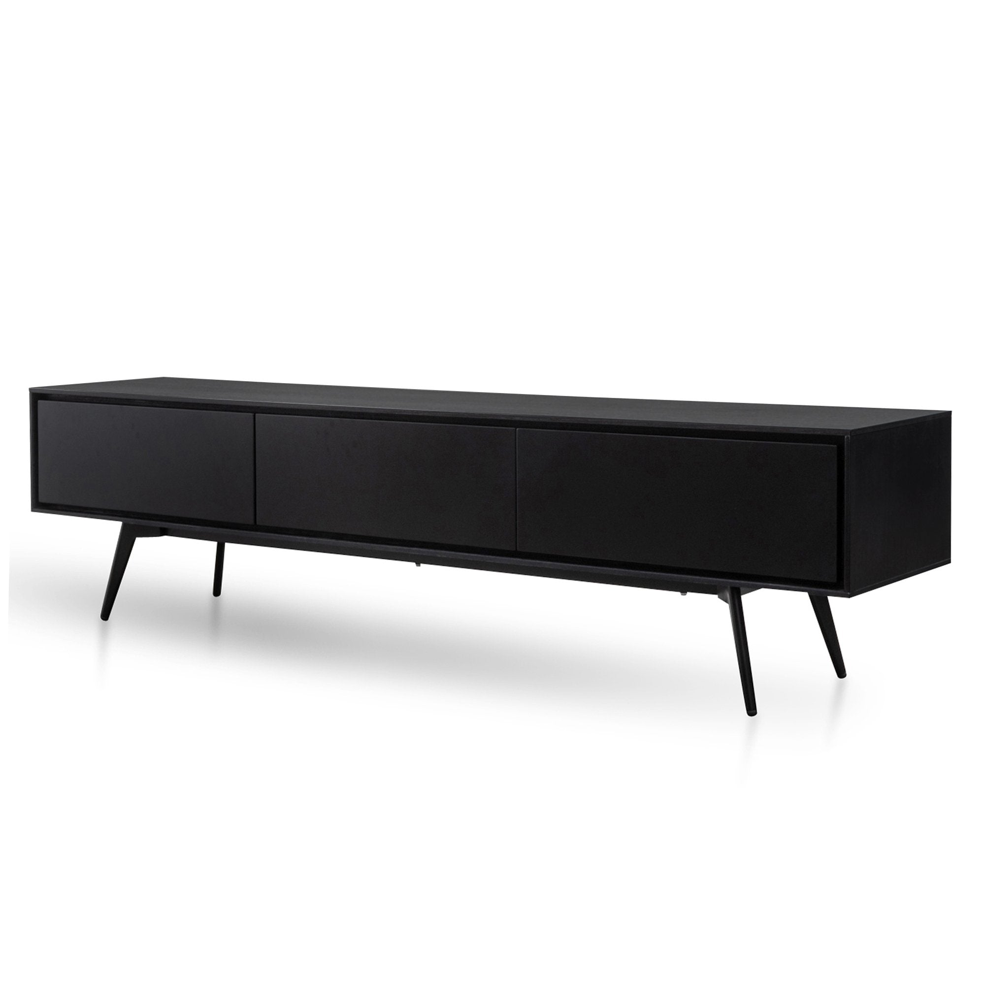 Logan Wooden TV Stand with Black Matte Drawers - Black - TV Units