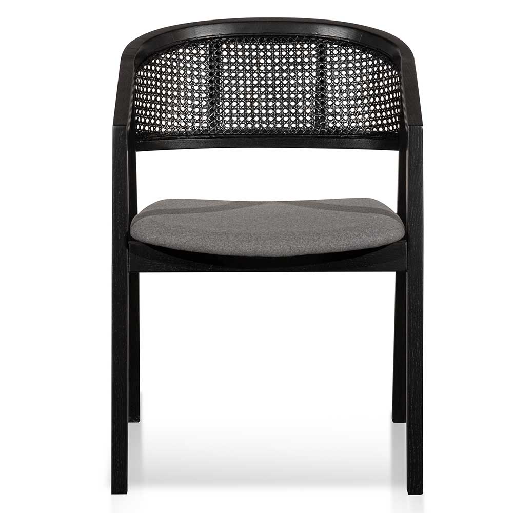 Lucas Black Wood Dining Chair - Grey Seat - Dining Chairs
