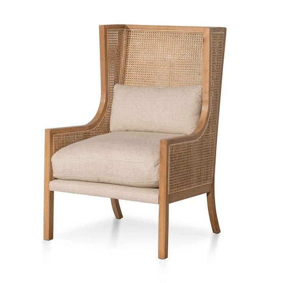 Lucas Wingback Rattan Armchair - Distress Natural - Sand White - Armchairs