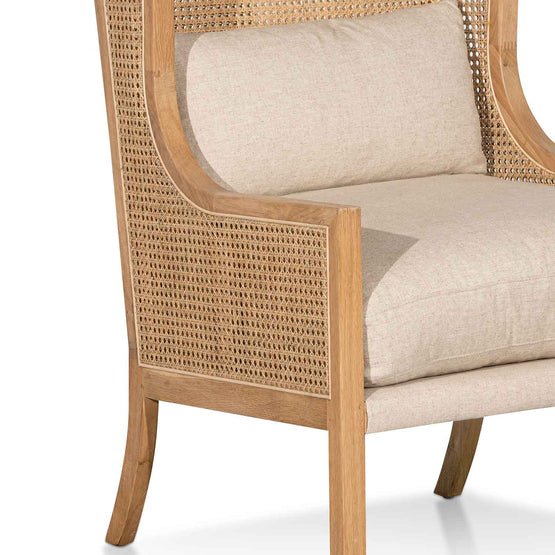 Lucas Wingback Rattan Armchair - Distress Natural - Sand White - Armchairs