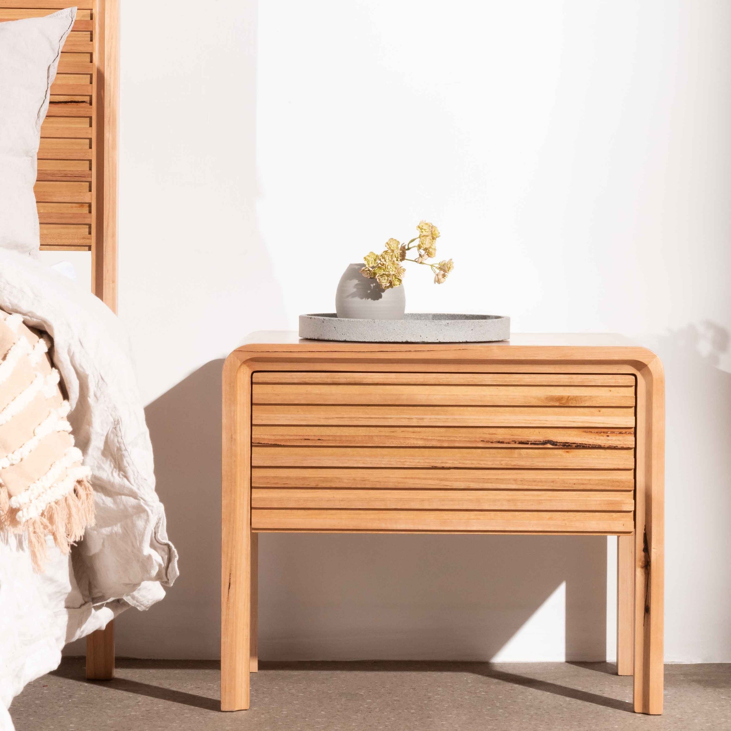 Lulu Single Drawer Bedside Table - Messmate - Bedside Tables