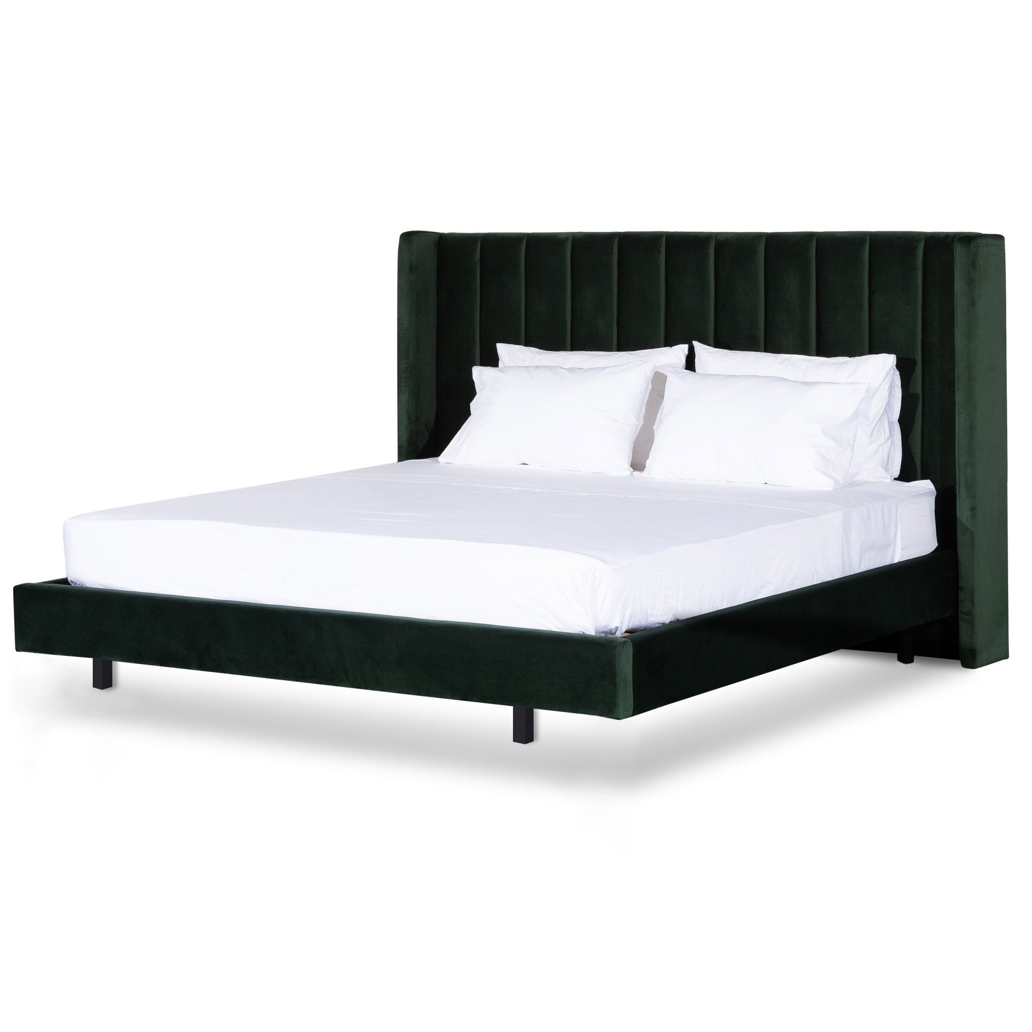 Mark Queen Bed Frame - Forest Green Velvet - Beds