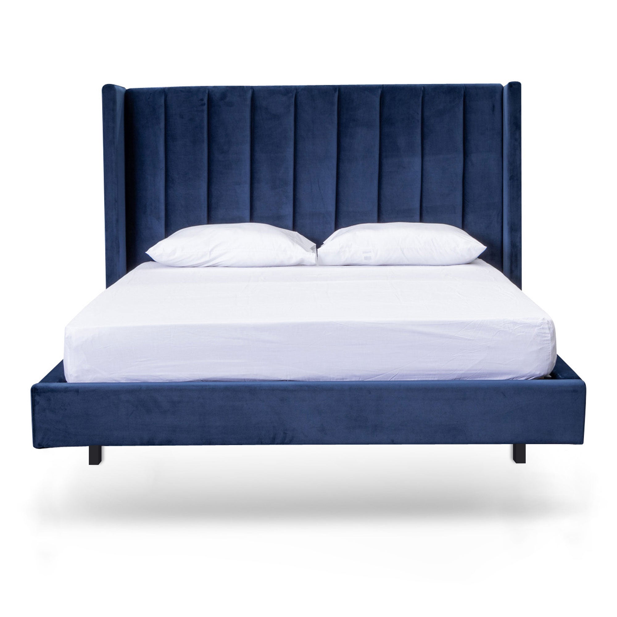 Mark Queen Bed Frame - Navy Velvet - Beds