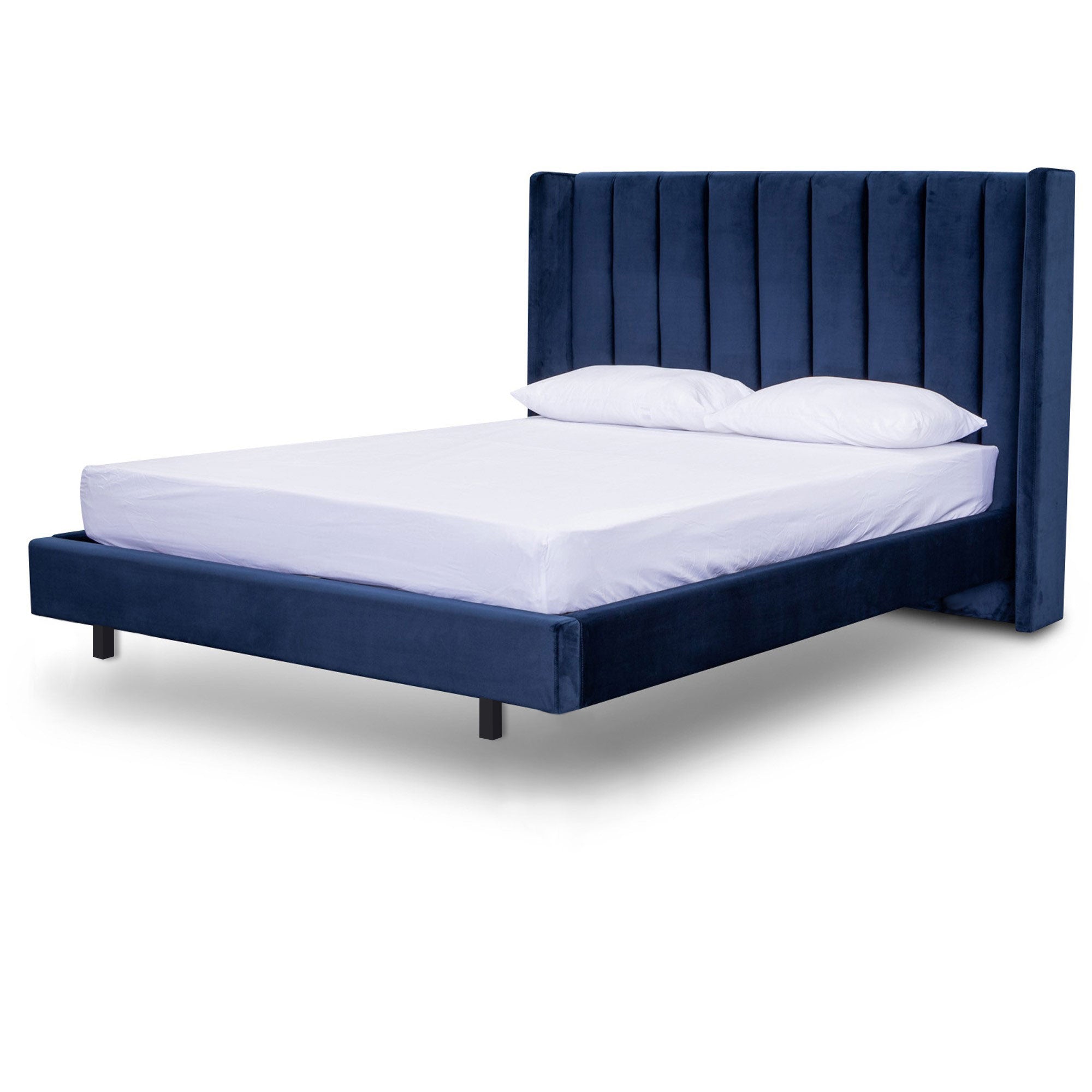 Mark Queen Bed Frame - Navy Velvet - Beds