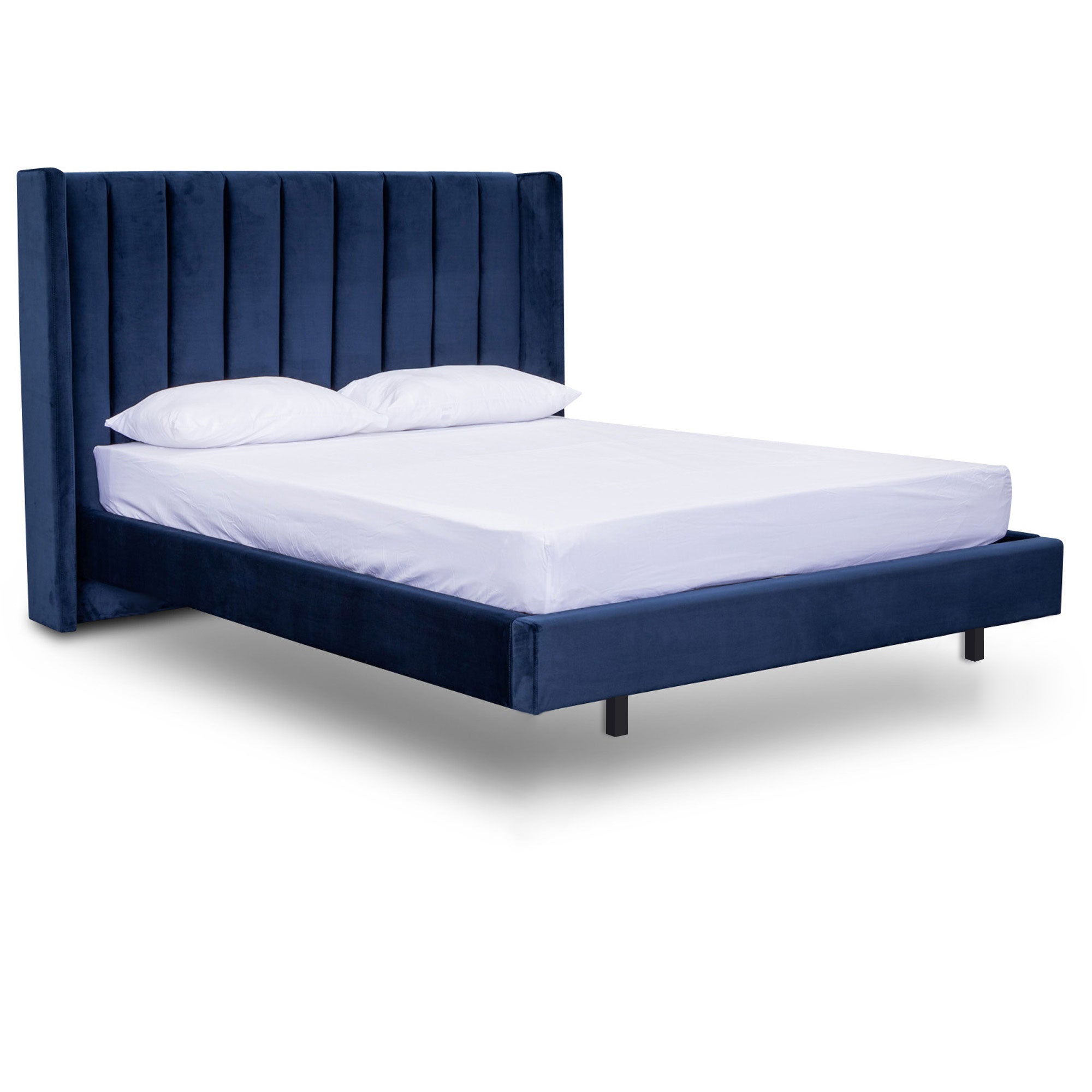 Mark Queen Bed Frame - Navy Velvet - Beds
