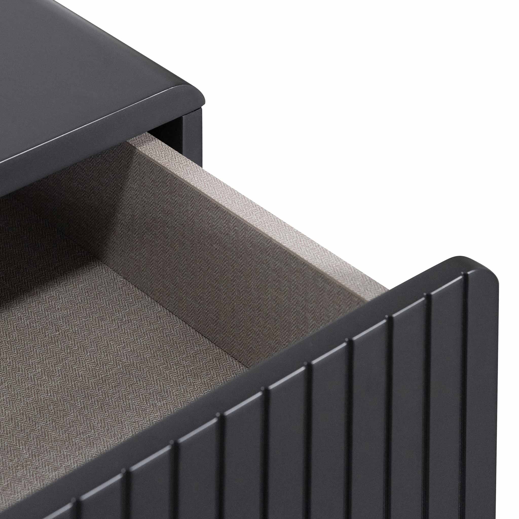 Maxwell Matte Black Bedside Table - Brass Legs and Handle - Bedside Tables