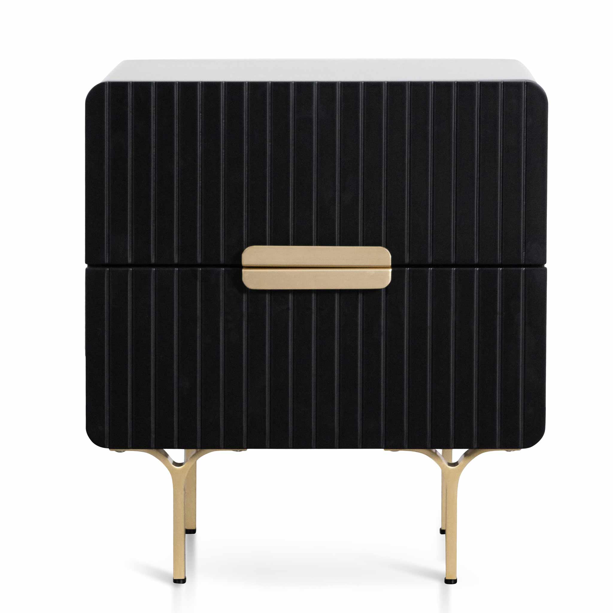 Maxwell Matte Black Bedside Table - Brass Legs and Handle - Bedside Tables