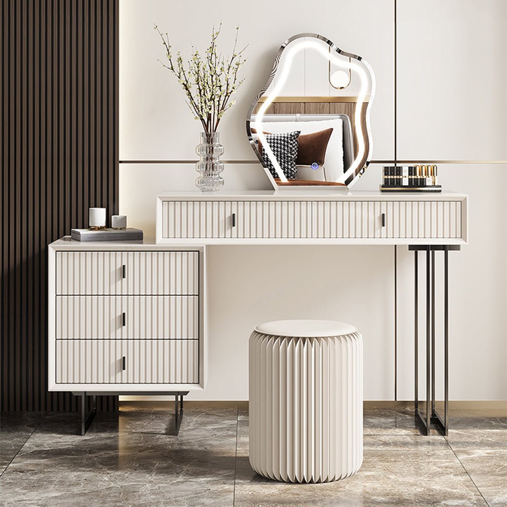 Milan LED Lighted White Vanity - Make-Up Vanity