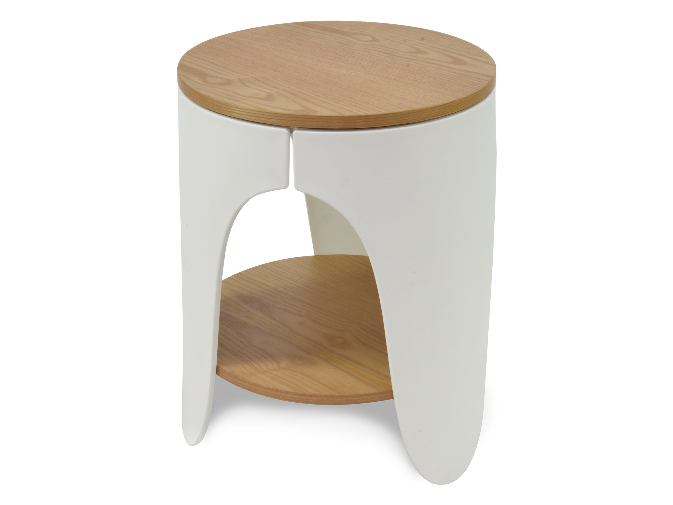 Milani Round Side Table - Natural and White - Bedside Tables