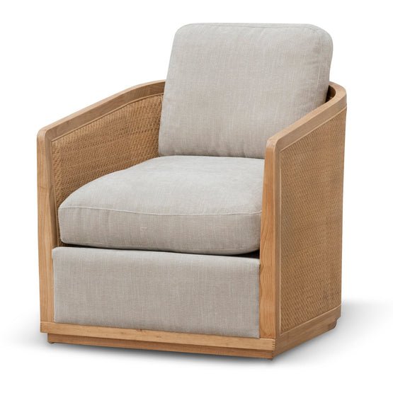 Miles Wooden Armchair - Greige - Armchairs