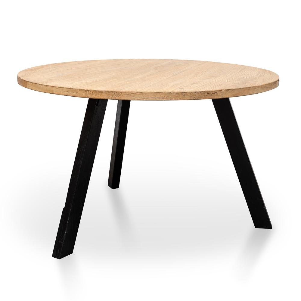 Mina Reclaimed 1.25m Round Dining Table - Black Legs - Dining Tables